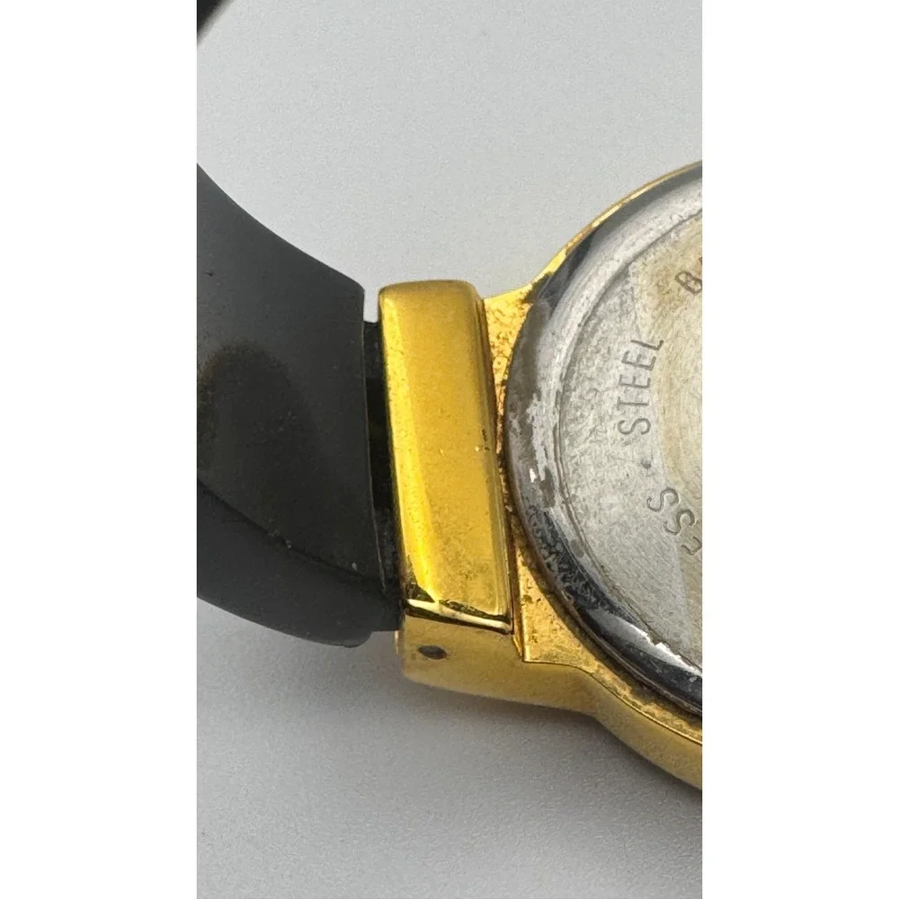 Vintage Joan Rivers Watch Bangle Classics Black Lucite Cuff Gold Tone READ